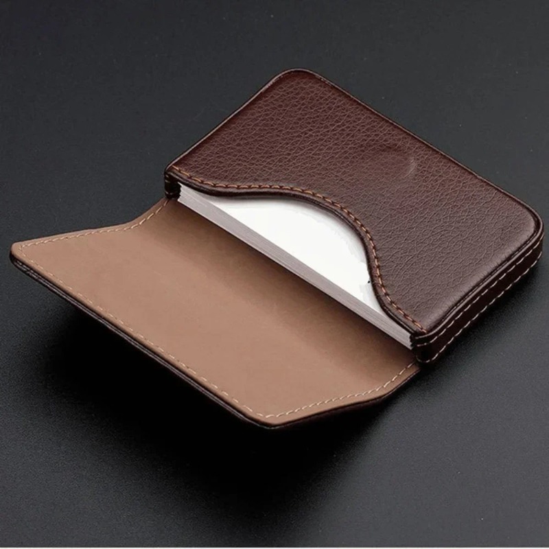 Women Fashion Visiting Card - ファッションサイズのステッチ入りPUレザー製クレジットカードホルダー、名刺入れ、磁気開閉式の財布（男女兼用）