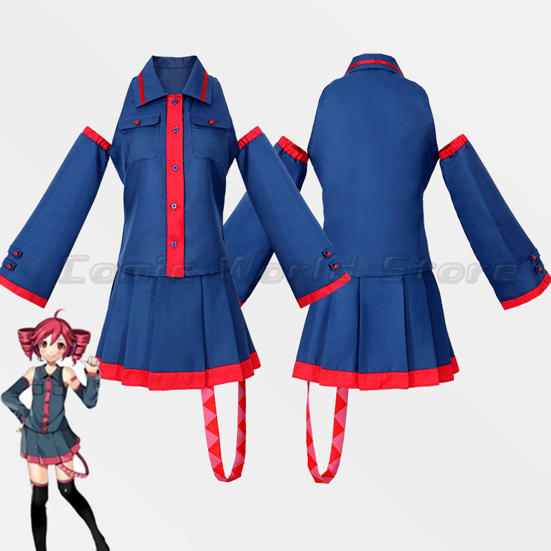 Women Fashion Japan - アニメカサネテトコスプレファッション制服衣装ウィッグ Vtuber テトブルードレススーツ女性のためのハロウィンパーティーフォーミュラスーツドレス