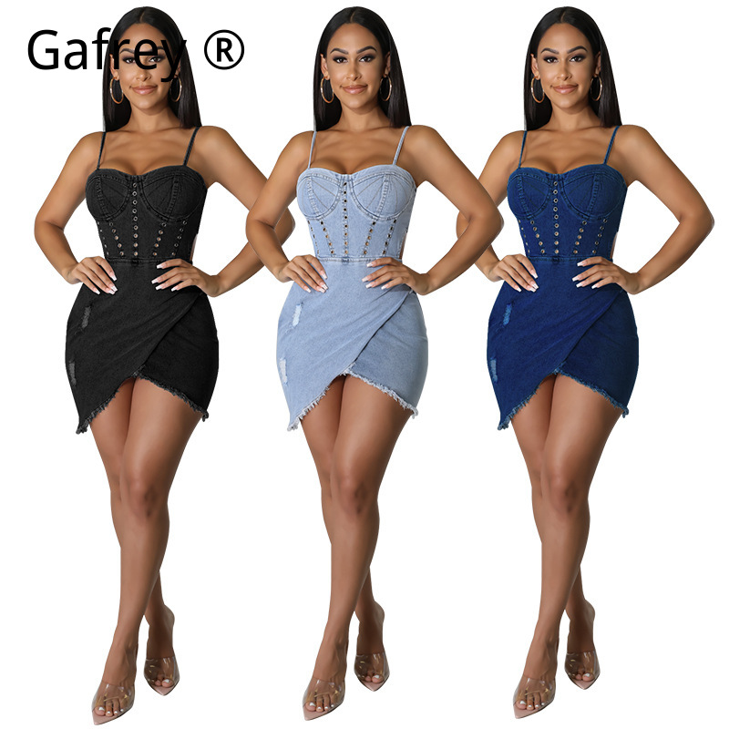 Ruched Dress Mini - レディースプラスサイズセクシーノースリーブウォッシュドデニムドレス、ハイウエストルーシュドジーンズミニドレス、ドローストリングサマーストリートウェア衣装