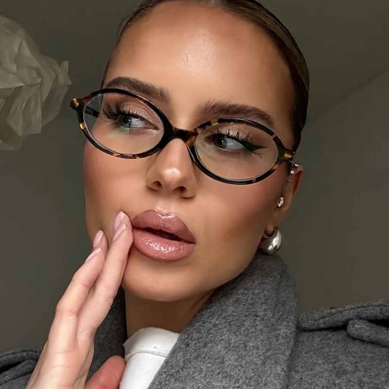 Women'S Fashion Eyewear - ヴィンテージオーバルサングラス女性の高級ブランドデザイナー小さなオーバル抗青色光メガネレトロファッション男性ヒョウ Eyegalsses