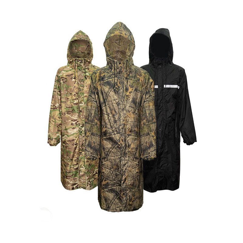 Women'S Fashion Rain Jacket - 男性と女性のためのカモフラージュロングレインコート、迷彩防水ポンチョ、レインコート、釣り、ハイキング、結合カバー服、戦略