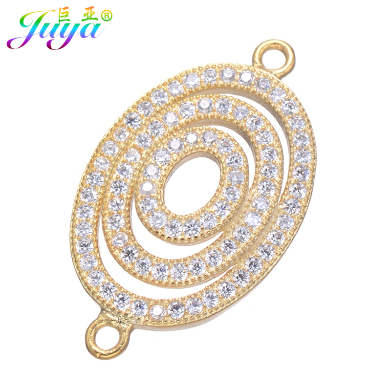 Women Fashion Hub - Juya 手作りマイクロパヴェジルコン 18 K メッキ銅チャームコネクタアクセサリー DIY