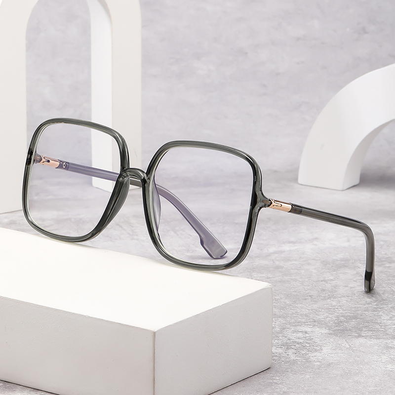 Women'S Fashion Eyeglasses - 特大スクエア型ブルーライトカットメガネ 男女兼用、小顔効果あり、度付き対応可能