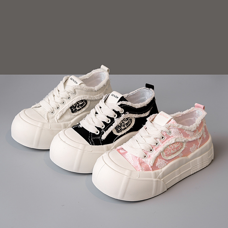 Women'S Fashion Tennis Shoes - 女性のカジュアルプラットフォームスニーカー,白いテニスシューズ,ロートップファッション,厚手のキャンバススニーカー,春と夏のトレーナー,新しいコレクション2025