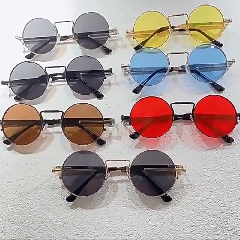 Women'S Fashion Eyewear - ヴィンテージメタルフレームラウンドサングラス女性男性パンク円形サングラス女性眼鏡サングラス男性女性眼鏡