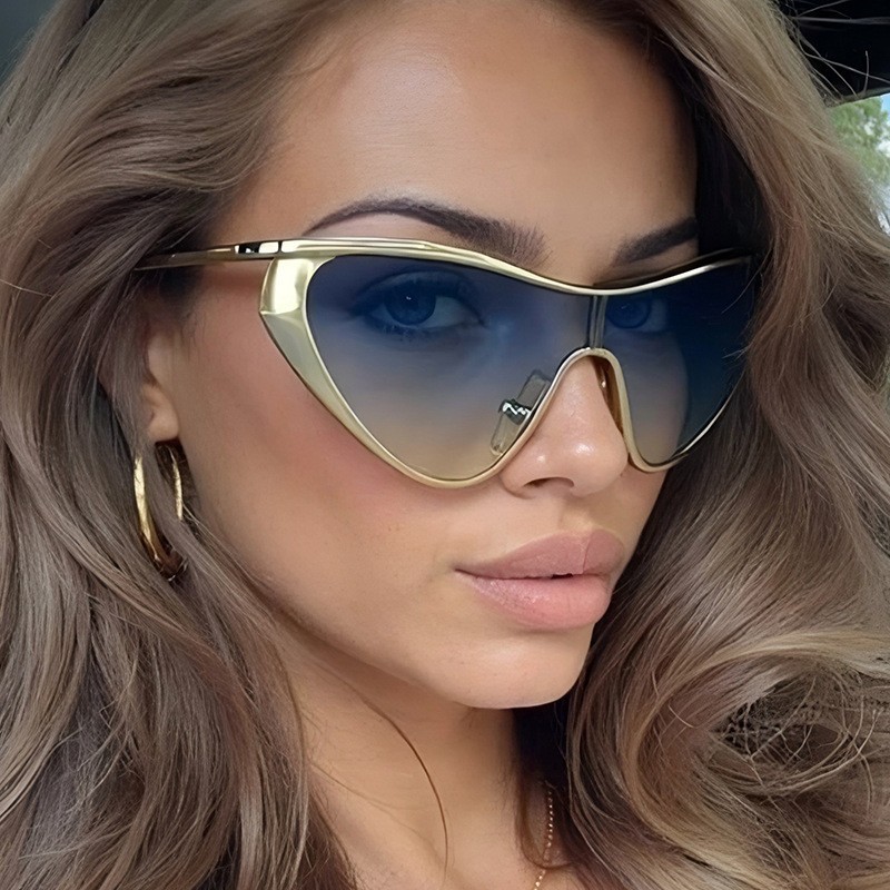 Women'S Fashion Eyeglasses - リムレス Y2K スタイルサングラス長方形ファッション人気女性男性シェードスクエアサングラス女性男性 Oculos メタルフレーム