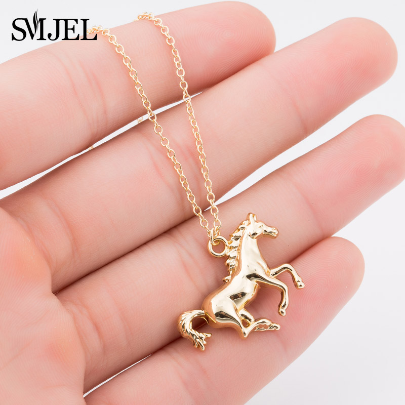 Women'S Day Fashion Show - SMJEL ヴィンテージメタルランニングホースネックレス女性男性ファッション動物ユニコーン馬蹄ネックレスペンダント母の日ギフト