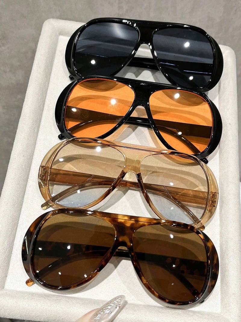 Women'S Fashion Eyewear - 1/4 個ファッションブランド高級デザイナーサングラス男性女性特大ヴィンテージパンクシェードメガネ夏旅行屋外メガネ