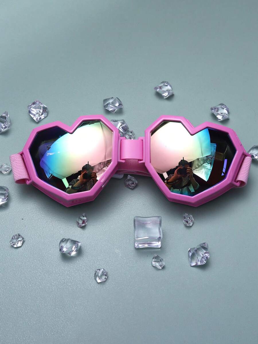 Women'S Fashion Eyeglasses - 特大ハート型ファッションサングラス女性用 Y2K スタイルミラーレンズアウトドアパーティー旅行