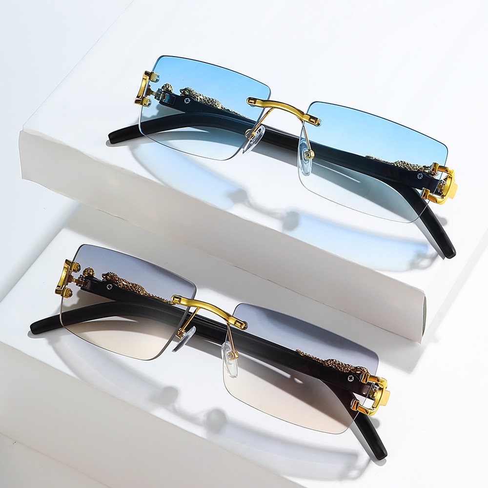 Women'S Fashion Eyeglasses - 1 個ファッションヴィンテージリムレスサングラス女性男性グラデーション長方形ブランドデザイナーサングラス