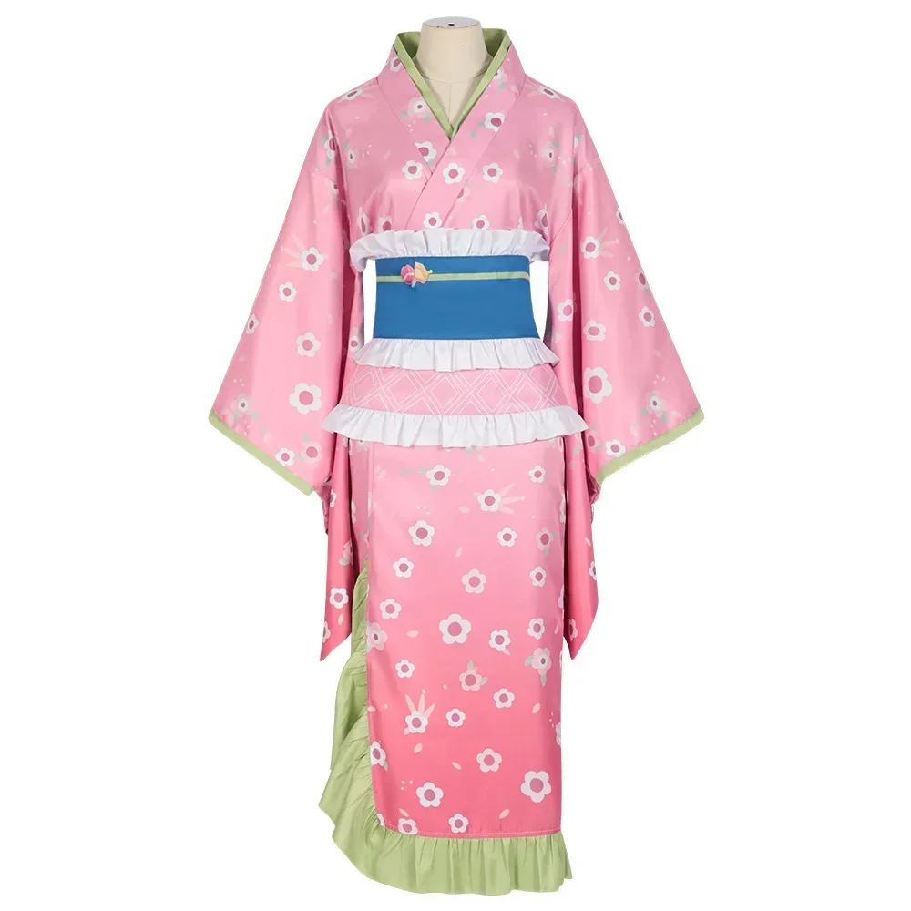 Women'S Fashion Kimono - 新しいファッション甘露寺蜜璃コスプレ衣装ピンク着物ドレス衣装ハロウィンカーニバルパーティー変装女性スーツ