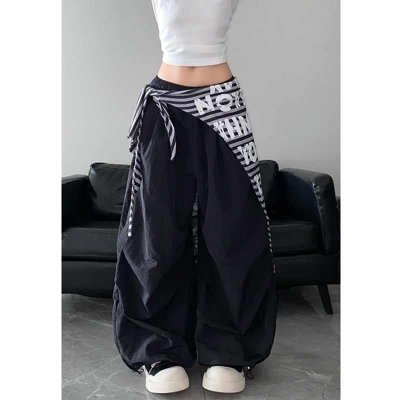 Women'S Fashion Utility Pants - レディース Y2K パラシュートパンツ レイヤードデザイン 取り外し可能なストラップ付き ユーティリティトラウザーズ