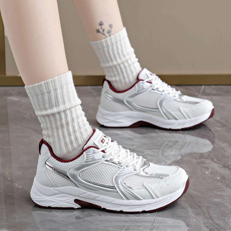 Women'S Fashion Tennis Shoes - ファッションデザイナープラットフォームスニーカー女性通気性メッシュレースアップ学生靴女性厚底ノンスリップテニスシューズ女性