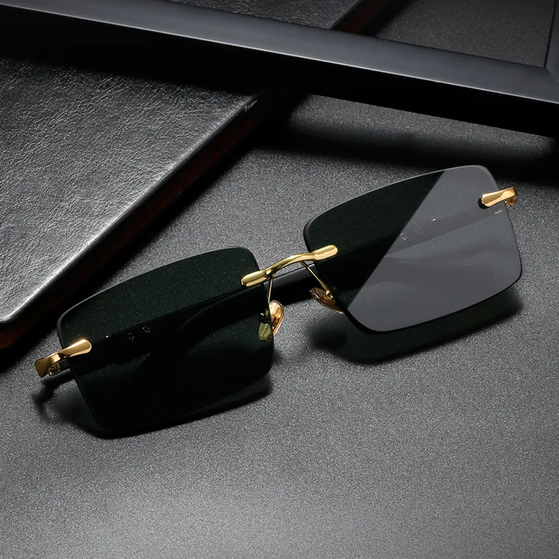 Women'S Fashion Eyewear - ファッション長方形サングラス男性女性ブルーライト遮断目の保護眼鏡リムレススクエアフレームサングラスレトロゴーグル