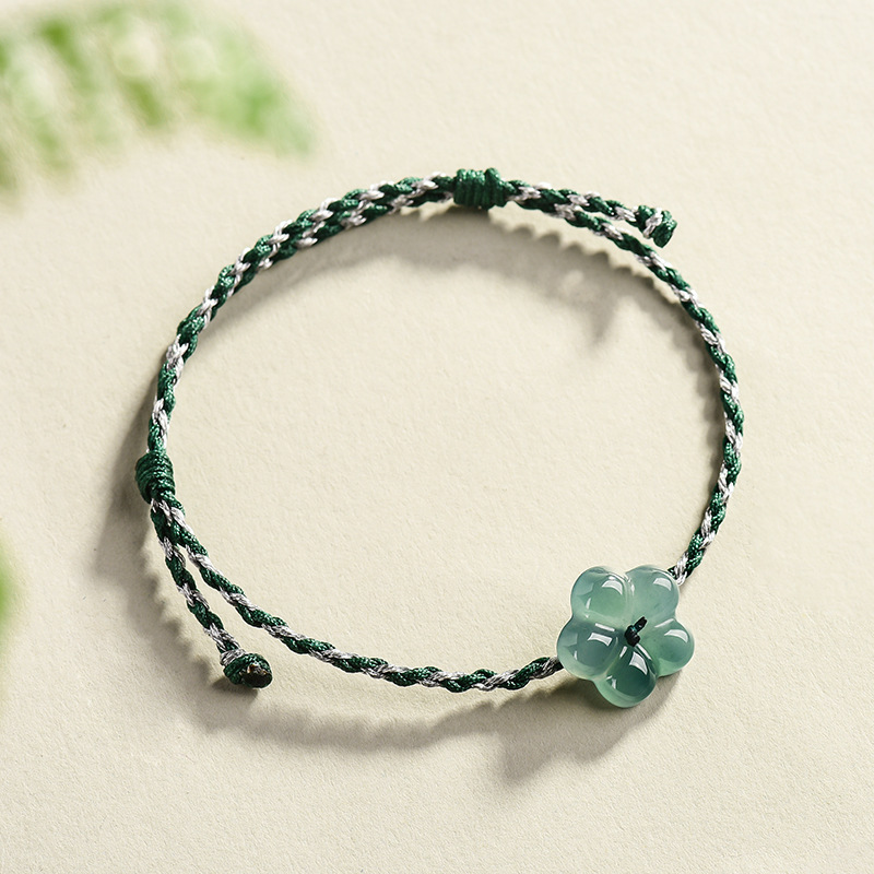 Women'S Fashion Gifts - ビルマ翡翠フラワーブレスレット天然翡翠チャームファッションアクセサリーヴィンテージギフト女性のためのお守り高級バングル