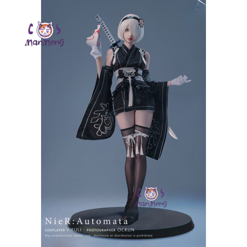 Women'S Fashion Kimono - タイプB ヨルハ号 2 ゲームニーア: オートマタコスプレ衣装新しい黒のセクシーな着物ドレス小道具ウィッグセット男性女性ファッション制服