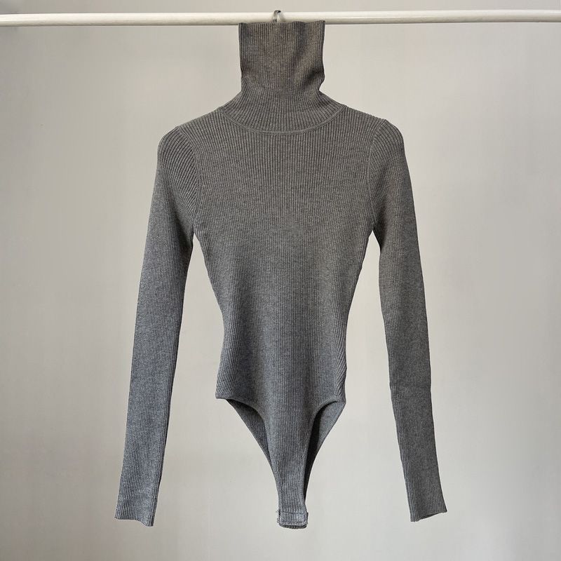 Turtleneck Bodysuit - ボディスーツ女性長袖エレガントなファッションタートルネック固体セクシーな気質内側春秋韓国スタイルオールマッチカジュアル