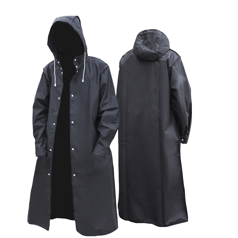 Women'S Fashion Rain Jacket - 黒のファッション大人の防水ロングレインコート女性男性レインコートフード付き屋外ハイキング旅行釣り登山肥厚