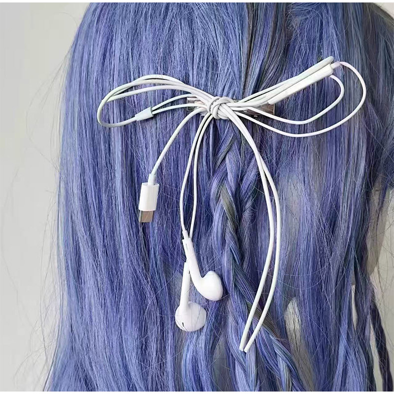 Women'S Y3K Fashion - ヘッドホンワイヤーボウヘアクリップ 韓国 Y3K ライトアビスタイル ファッション 原宿系