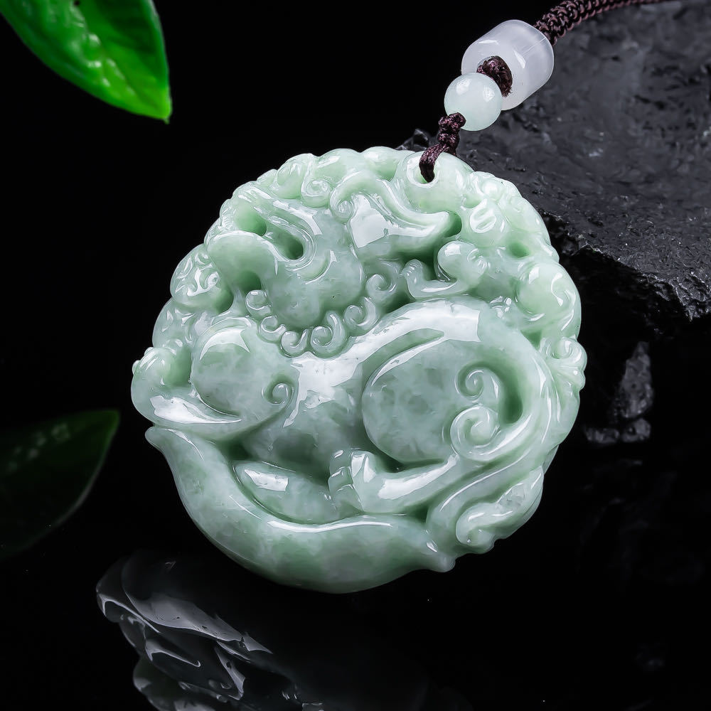 Women'S Fashion Gifts - 天然ミャンマー翡翠貔貅ペンダントネックレス彫刻お守りファッション本物の翡翠のお守りアクセサリーデザイナーギフト女性のための