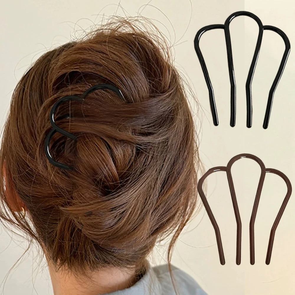 Women Fashion Hub - エレガントなソフトアクリル U 字型ヘアスティック女性用ヘアアクセサリーシックでスタイリッシュなファッショナブルなかわいい快適な多用途ヘアピン
