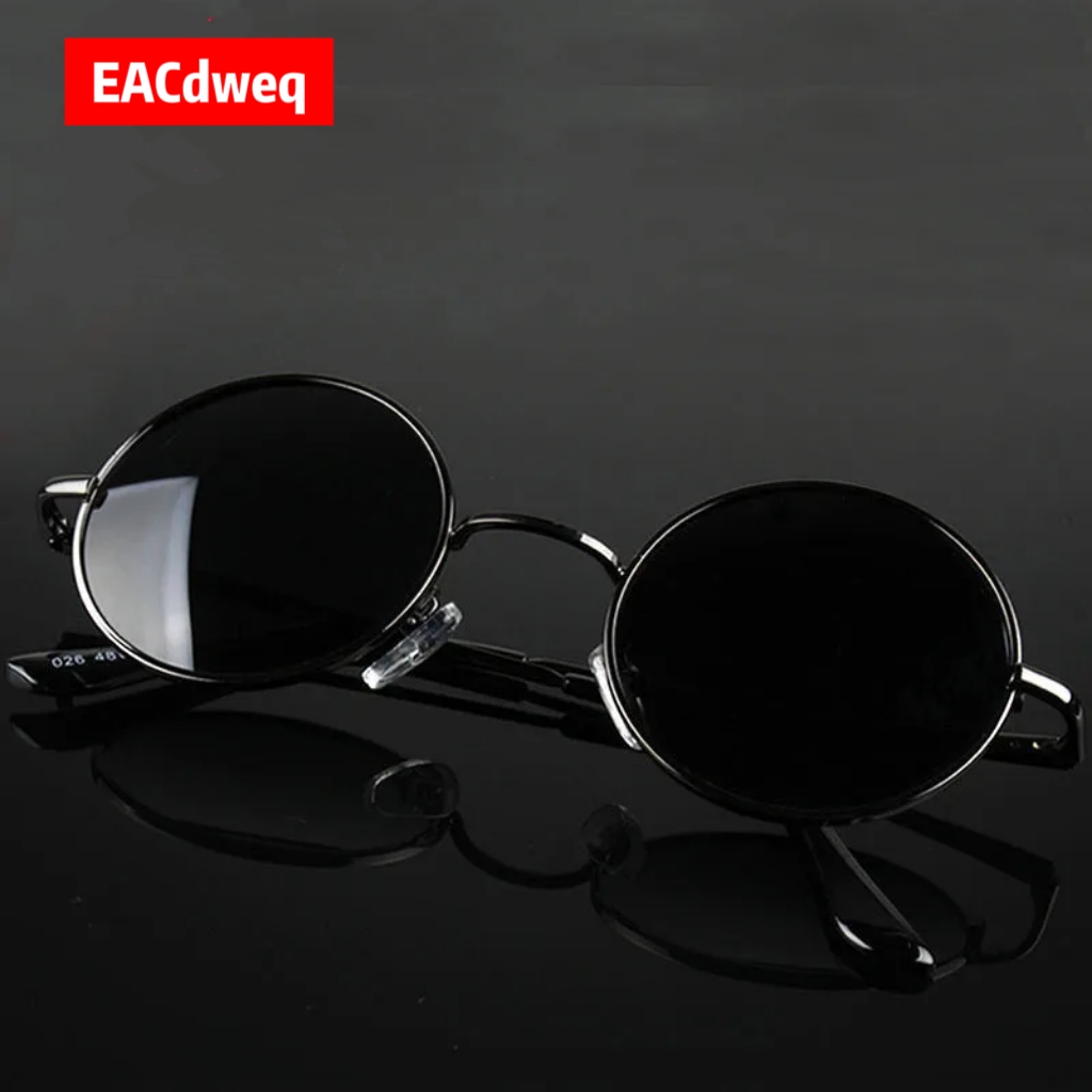 Women'S Fashion Eyeglasses - レトロヴィンテージラウンドサングラス男性ブランドデザイナーサングラス女性合金金属フレーム黒レンズ眼鏡運転 UV400