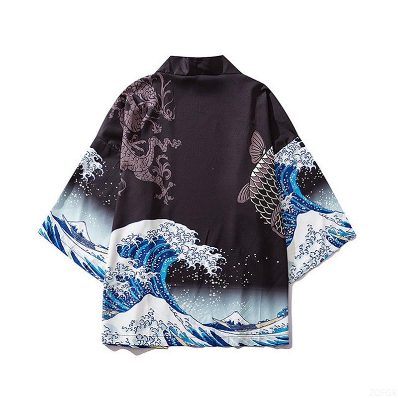 中国風原宿羽織プリントケープ着物オープンカラー付き男性と女性 - Women'S Fashion Kimono のレビューと価格