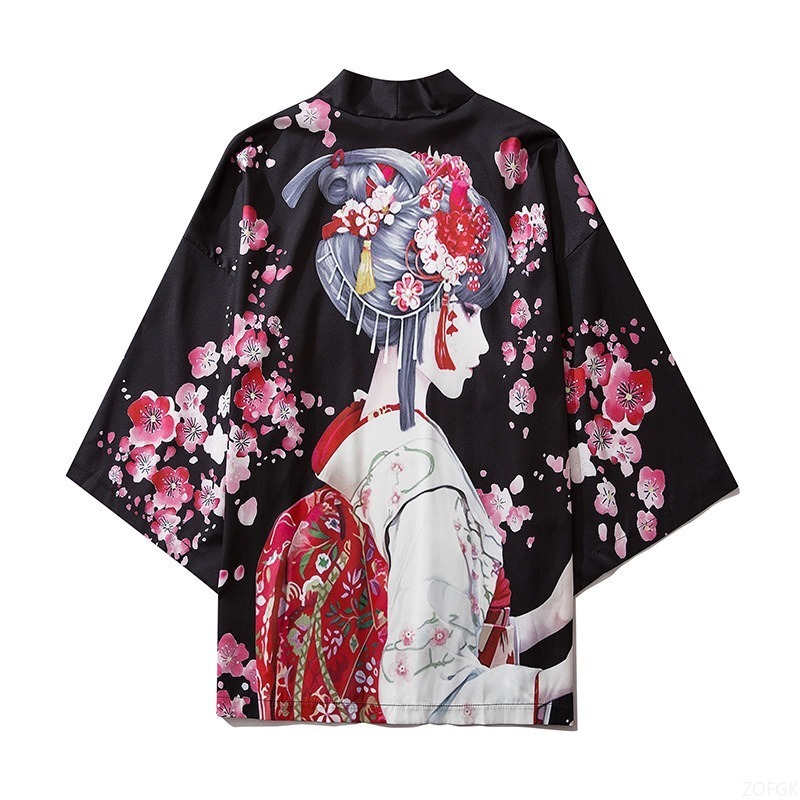 中国風原宿羽織プリントケープ着物オープンカラー付き男性と女性 - Women'S Fashion Kimono のレビューと価格
