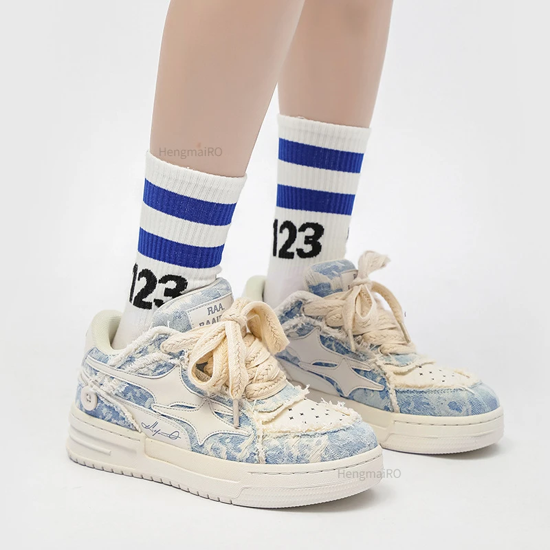 レディーススニーカー メンズ レトロ スター Y2K ホワイ - Women'S Fashion Tennis Shoes のレビューと価格