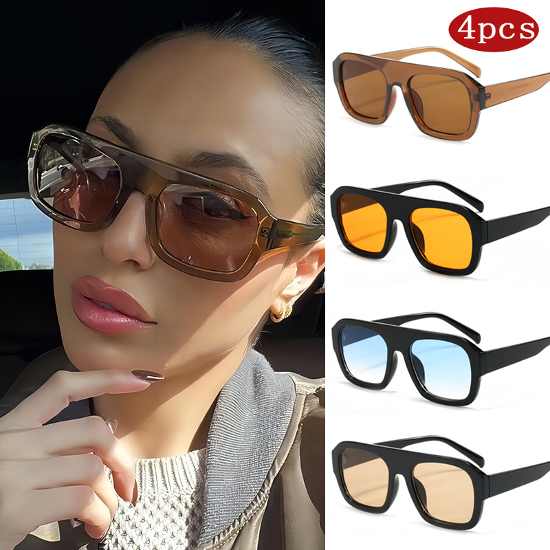 車用サングラス 1/4 個トレンディな特大女性スクエアサング - Women'S Fashion Eyewear のレビューと価格