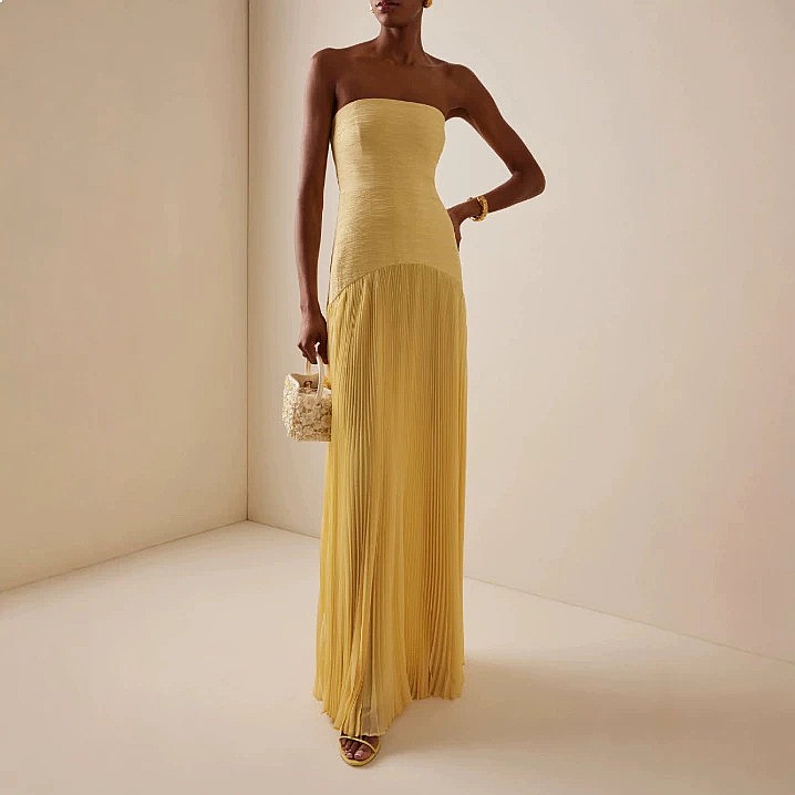 ファッション ルーシュド チューブトップドレス 夏 春 カジ - Ruched Dress Mini のレビューと価格