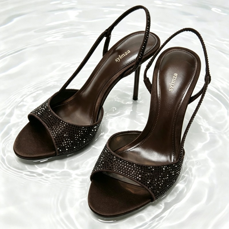 ファッションクリスタルディテールスリングバックヒール女性のセ - Women'S Fashion Brand Shoes のレビューと価格