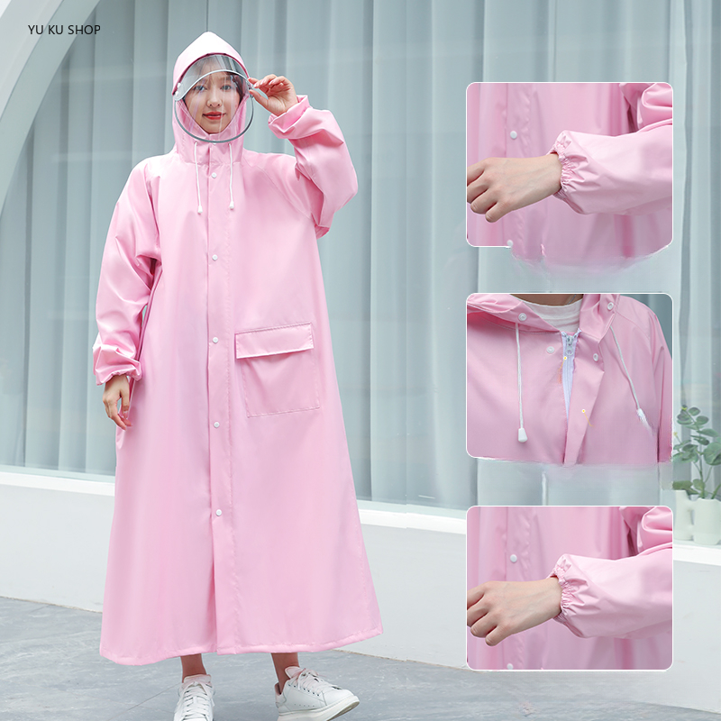 ファッション通気性ロングレインコートポンチョレディース防水長 - Women'S Fashion Rain Jacket のレビューと価格