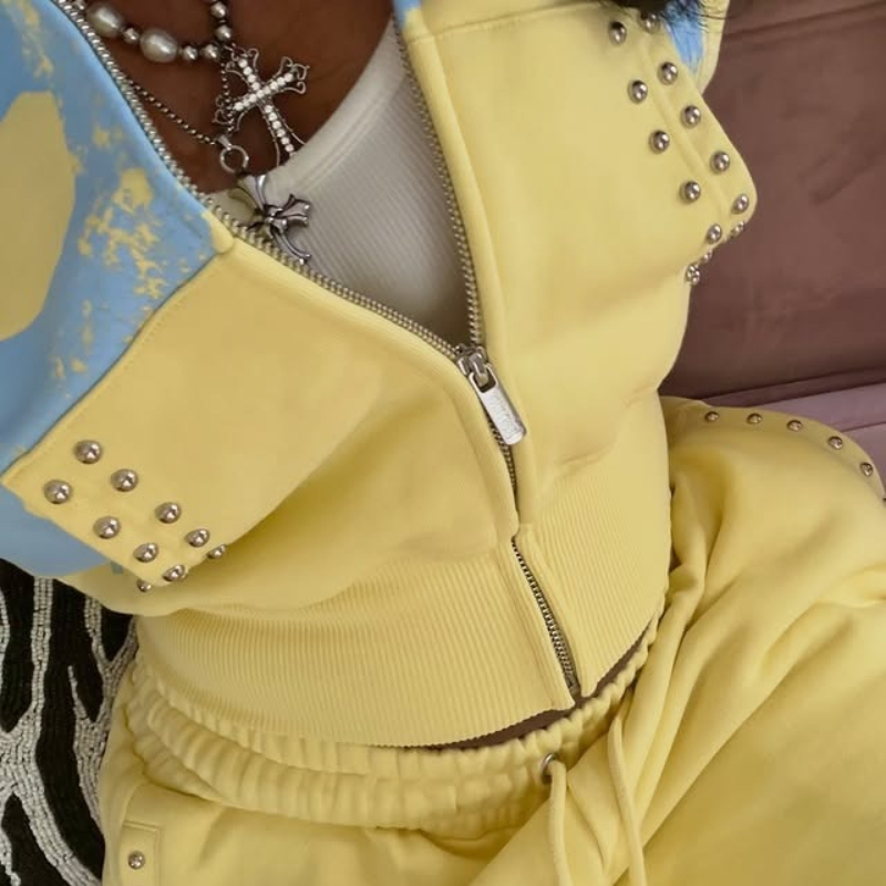 2ピース フーディーコーディネイトセット イエロー メロウ  - Women Fashion Images のレビューと価格
