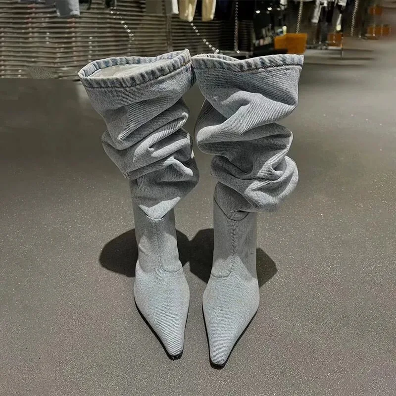 ハイヒールロングチューブオーバーニーフォールドブーティレディ - Women Fashion Jeans のレビューと価格