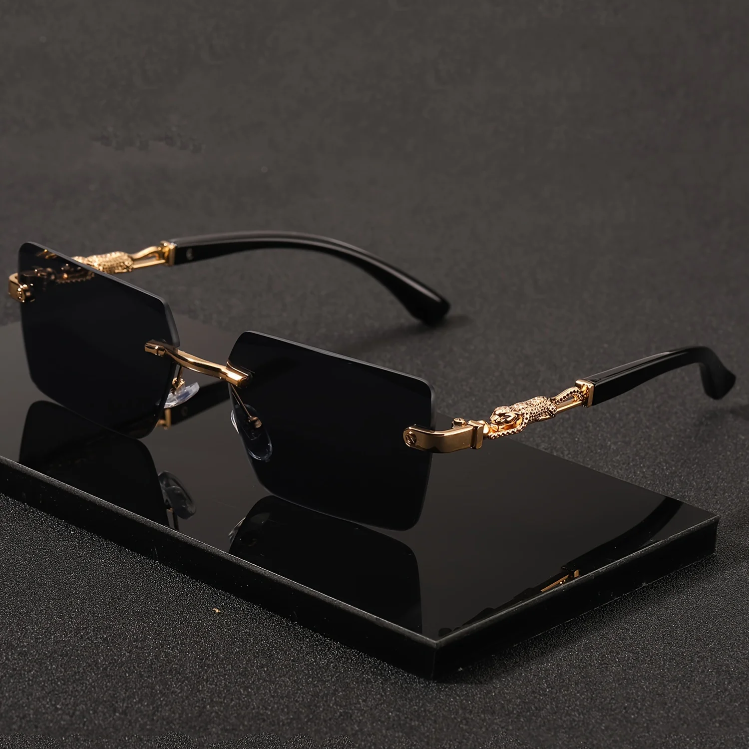 1pc リムレスサングラス長方形女性男性シェード小さな正方形 - Women'S Fashion Eyewear のレビューと価格
