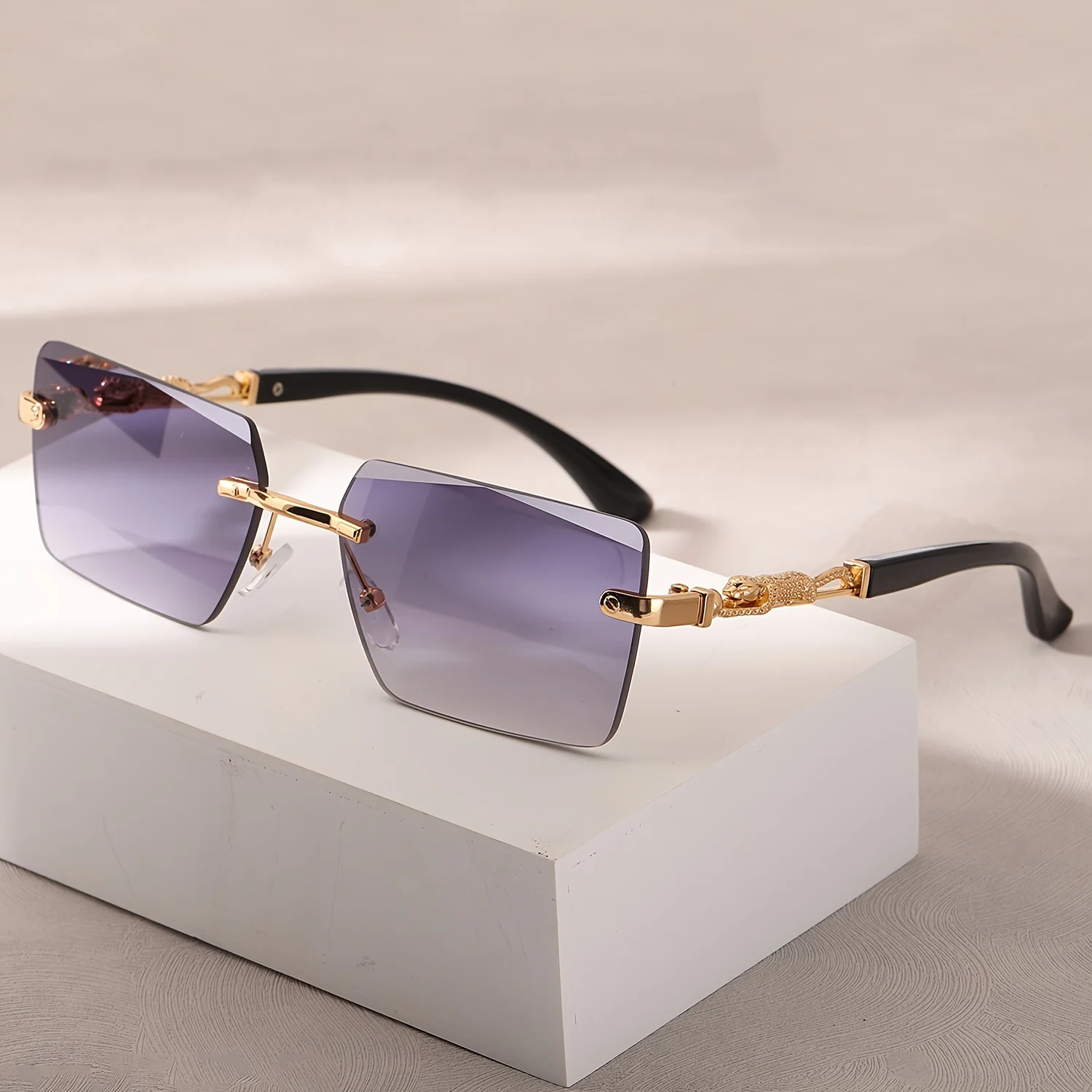1pc リムレスサングラス長方形女性男性シェード小さな正方形 - Women'S Fashion Eyewear のレビューと価格