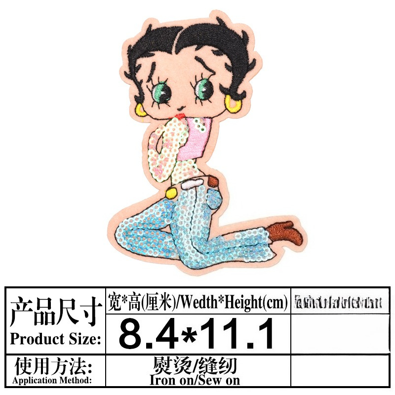 ベティ・ブープパッチ高色値アニメ漫画キャラクタープリント男女 - Women Fashion Images のレビューと価格