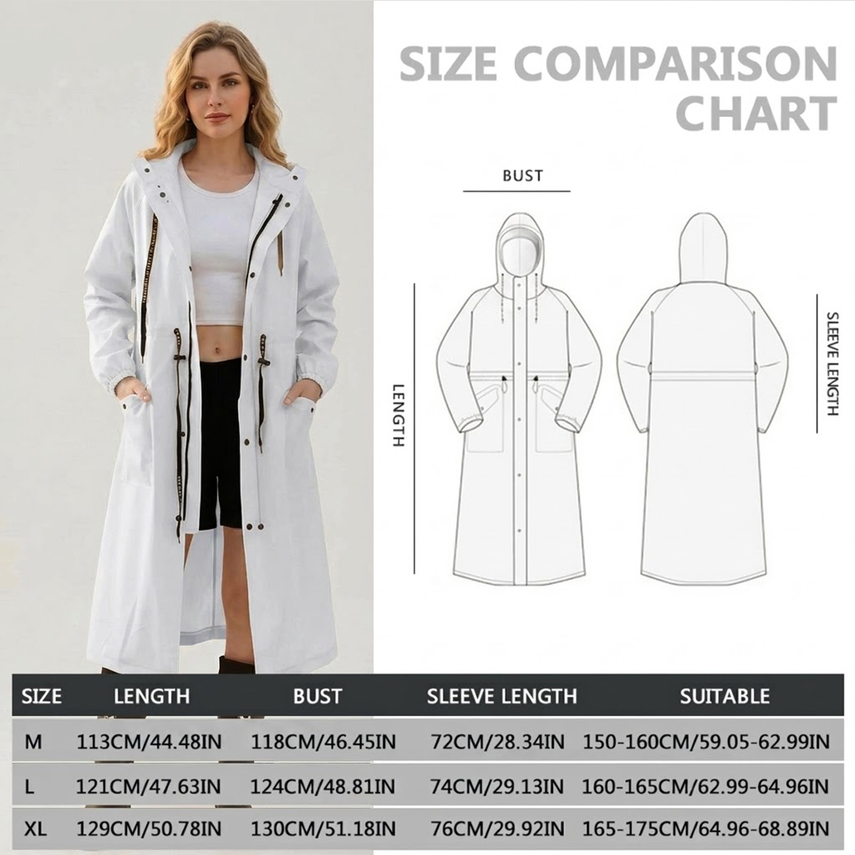 女性用ロング防水レインジャケット EVAトレンチコート フー - Women'S Fashion Rain Jacket のレビューと価格