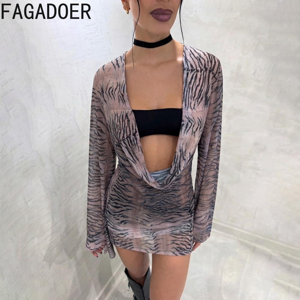 FAGADOER Y2K レトロ タイガーストライプ ミニド - Ruched Dress Mini のレビューと価格