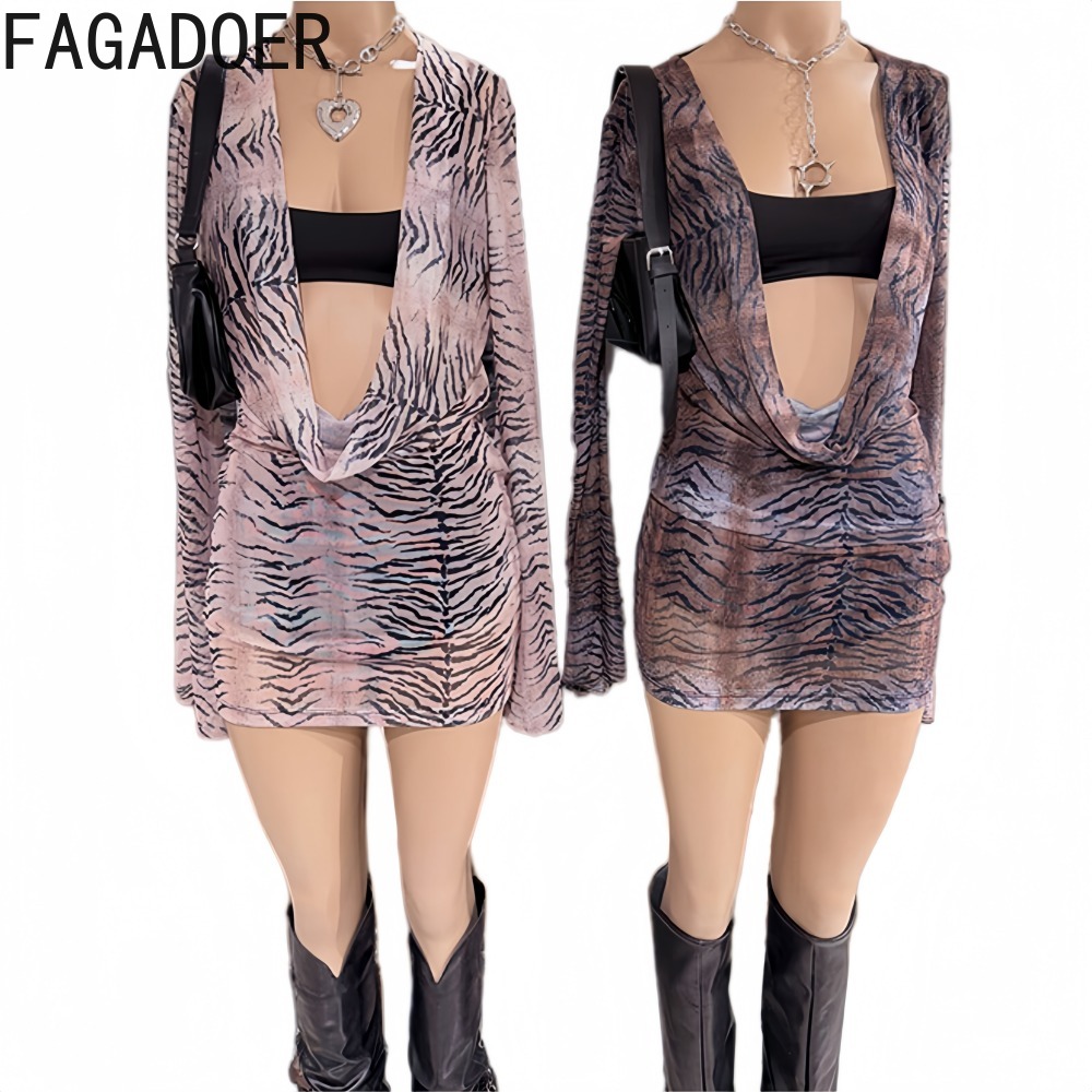 FAGADOER Y2K レトロ タイガーストライプ ミニド - Ruched Dress Mini のレビューと価格