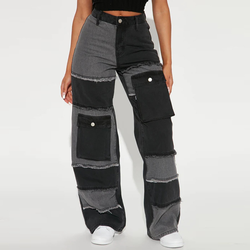 ユーティリティスタイルカラーブロックマルチポケットジーンズ、 - Women'S Fashion Utility Pants のレビューと価格