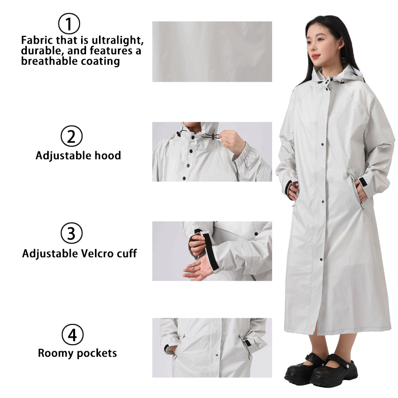 レディース ロング フード付き レインジャケット ポンチョ  - Women'S Fashion Rain Jacket のレビューと価格