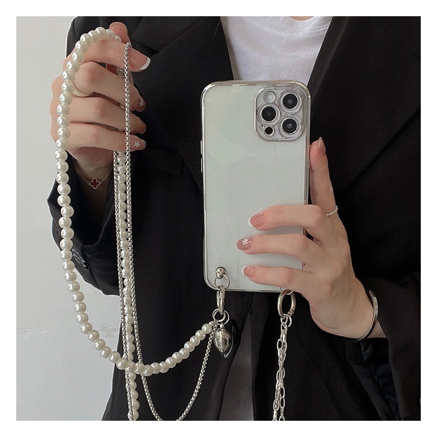 ロングパール電話ストラップ手作りビーズチェーンクロスボディシ - Fashion Women Picture のレビューと価格