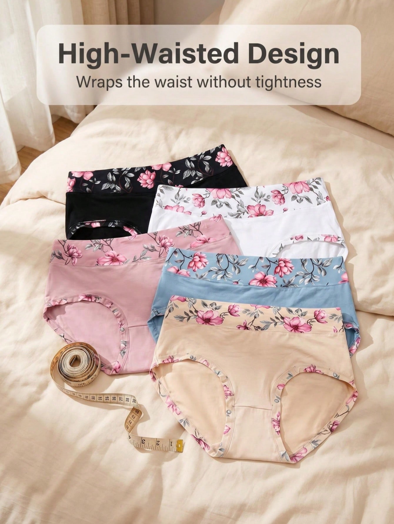 5 個のプラスサイズの女性用フラワープリントパンティー、ミッ - Women Fashion Images のレビューと価格