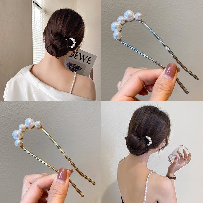 新しいメタルヴィンテージU字型ヘアピンパールヘアスティックロ - Women Fashion Hub のレビューと価格