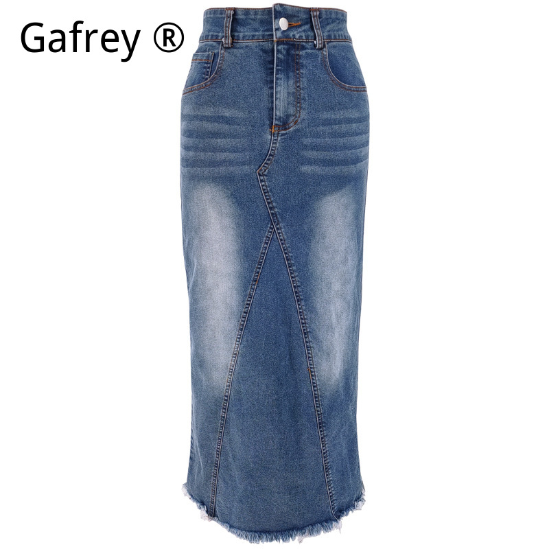 レディースデニムミディスカート、ハイウエストフィッシュテール - Women Fashion Jeans のレビューと価格