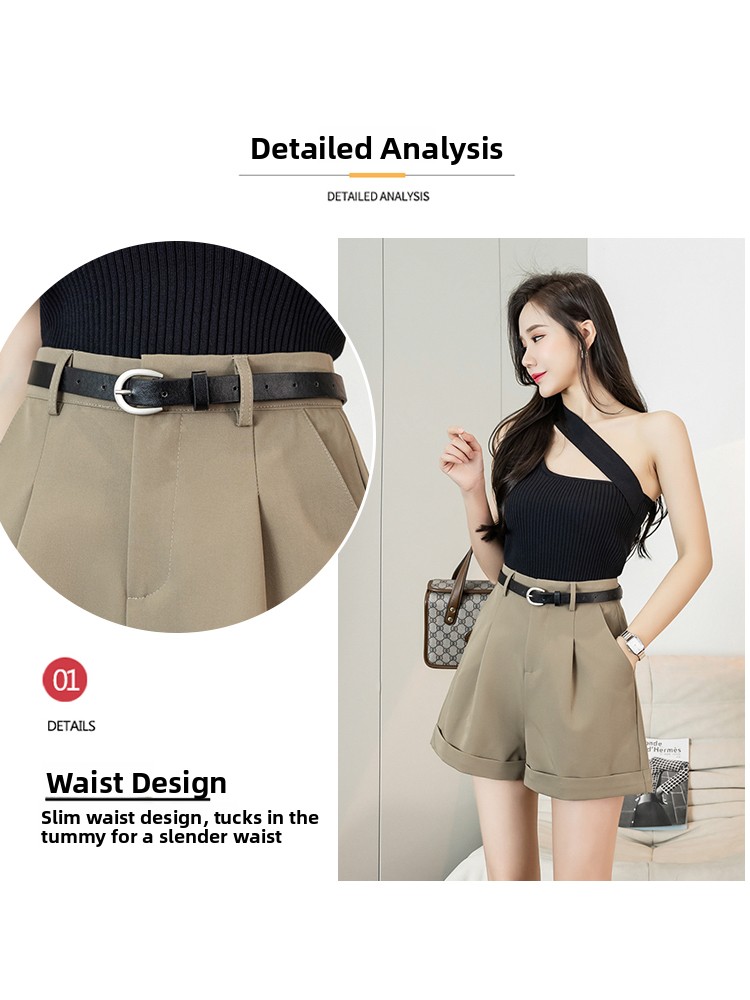 ハイウエストワイドレッグショートパンツ女性の夏のアウトドアウ - Women'S Fashion Utility Pants のレビューと価格
