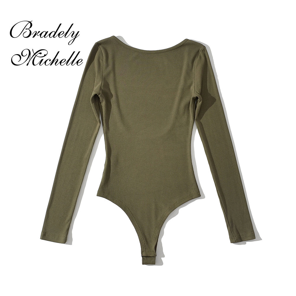 女性のセクシーな服長袖ソリッドカラープルオーバーワンラインネ - Turtleneck Bodysuit のレビューと価格