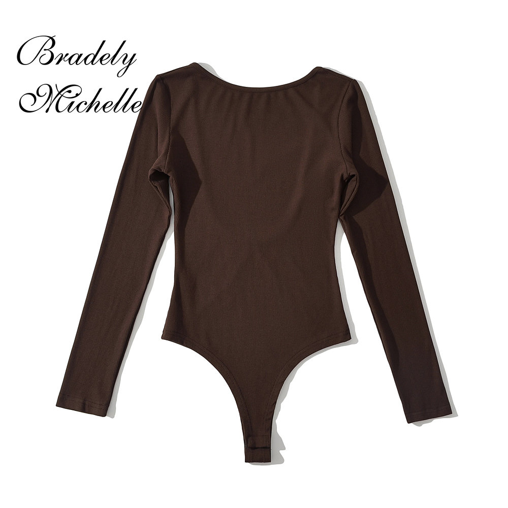 女性のセクシーな服長袖ソリッドカラープルオーバーワンラインネ - Turtleneck Bodysuit のレビューと価格